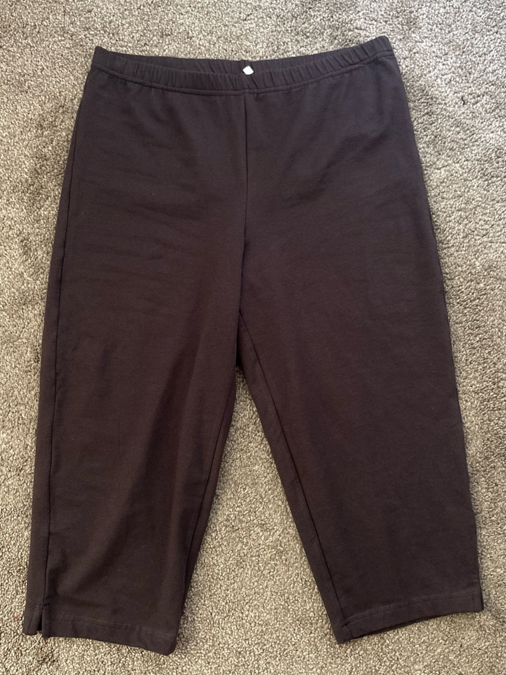 Black Cropped Stretch Knit Pants